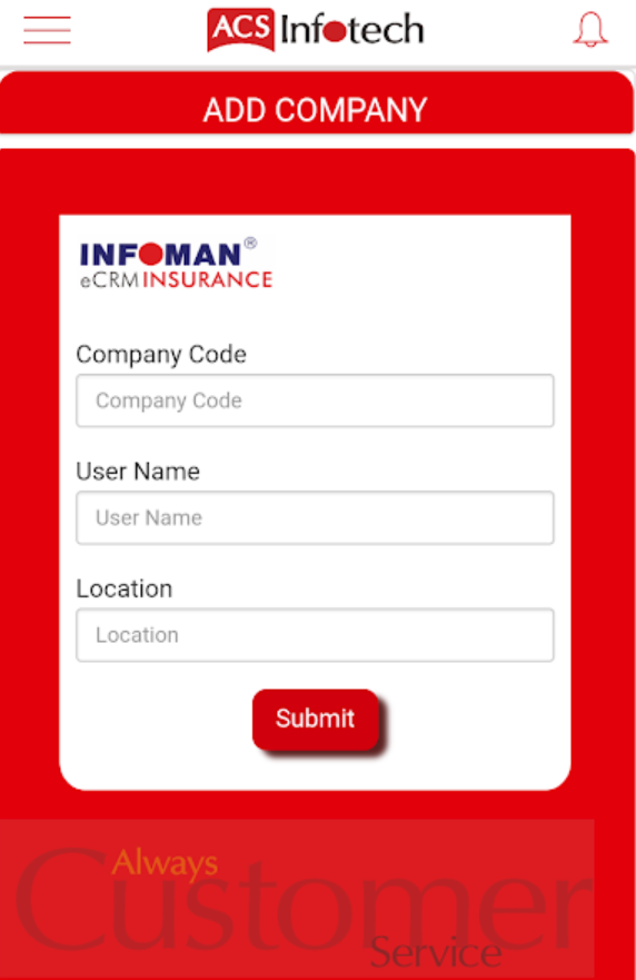 screenshot of INFOMAN eCRM